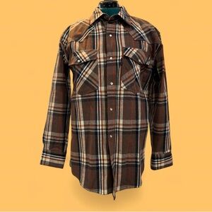 Brown and Cream Plaid Shirt